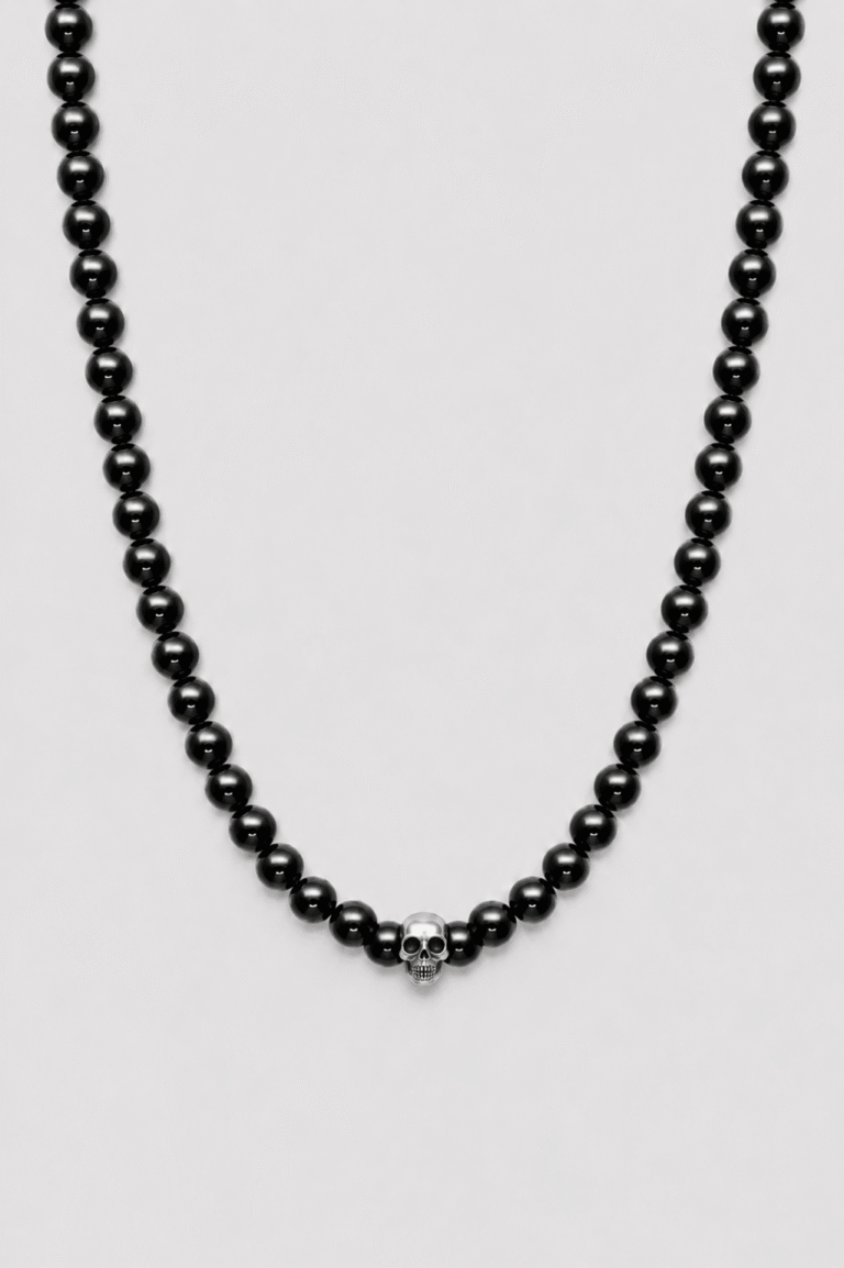 NEIJE - Collier Requiem Onyx et Argent 925 – 50 cm +extension de 5 cm