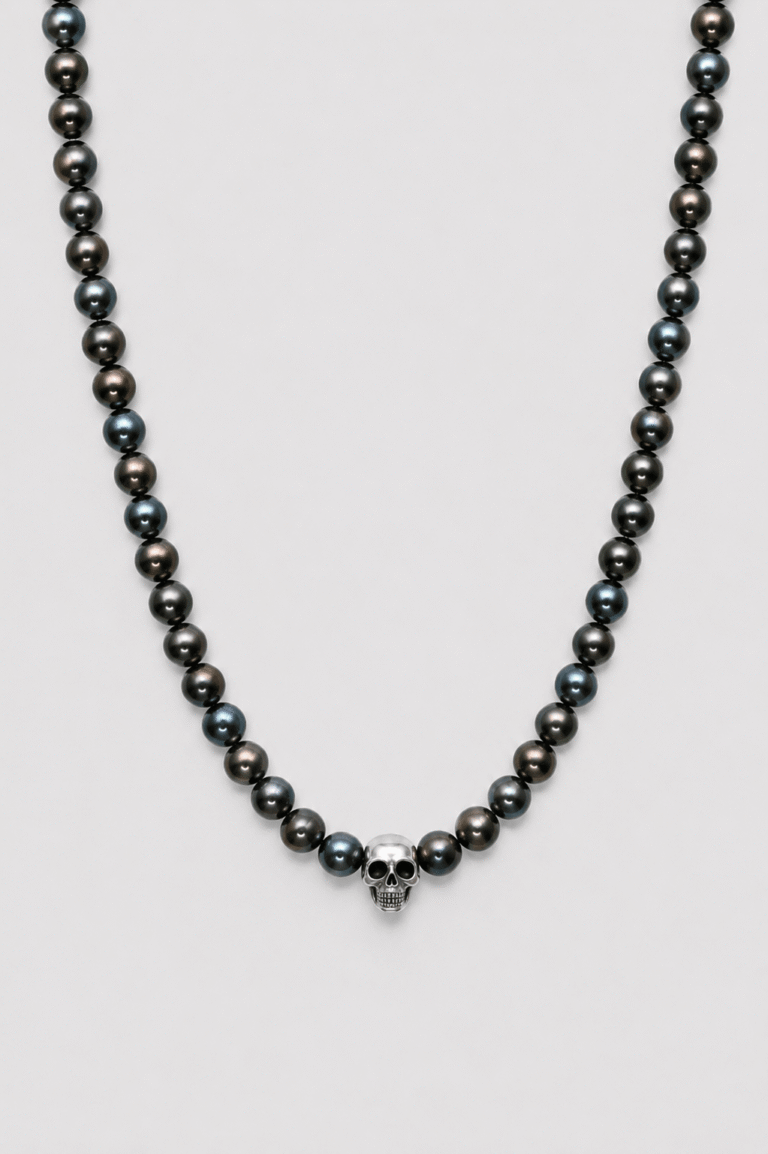 NEIJE - Collier Requiem Perles d'eau douce Noires et Argent 925 – 50 cm +extension de 5 cm