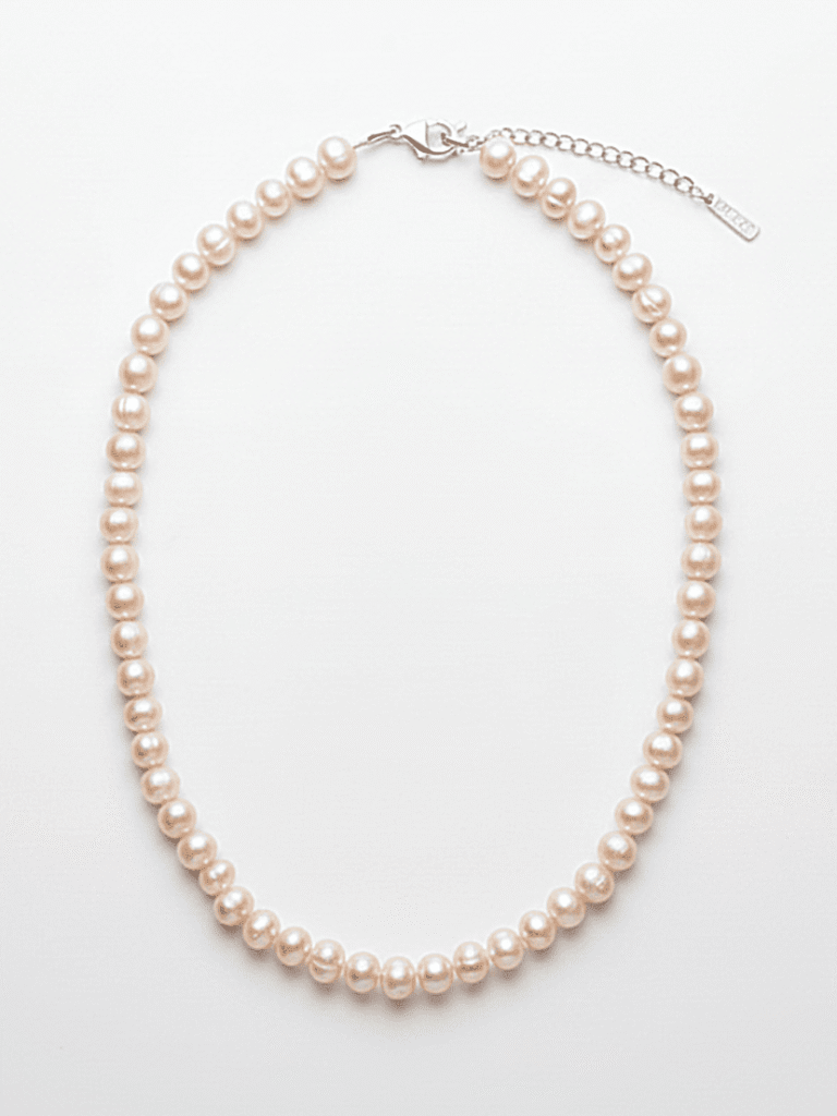 NEIJE - Le Collier Parfait Perles de Culture Roses et Argent 925 – 50 cm + extension de 5 cm