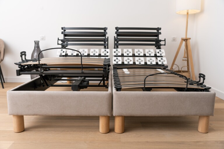 Naturlatt - Sommier Électrique double - fabrication artisanale française – 2x100x200cm - Maxi King Size / Gris / Noir