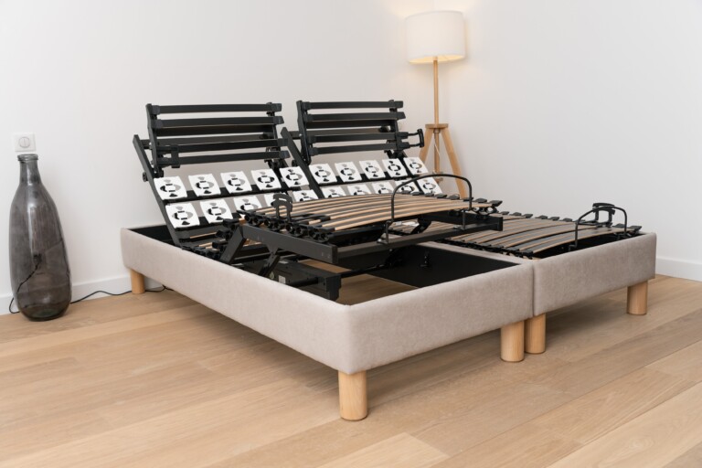 Naturlatt - Sommier Électrique double - fabrication artisanale française – 2x100x200cm - Maxi King Size / Gris / Noir
