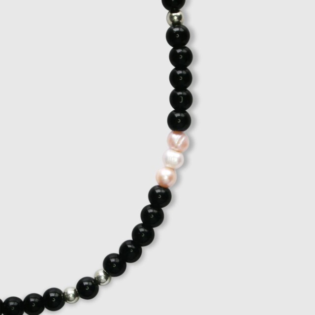 NEIJE - Collier Rebel Perles Onyx et Argent 925 – 50 cm + extension de 5 cm
