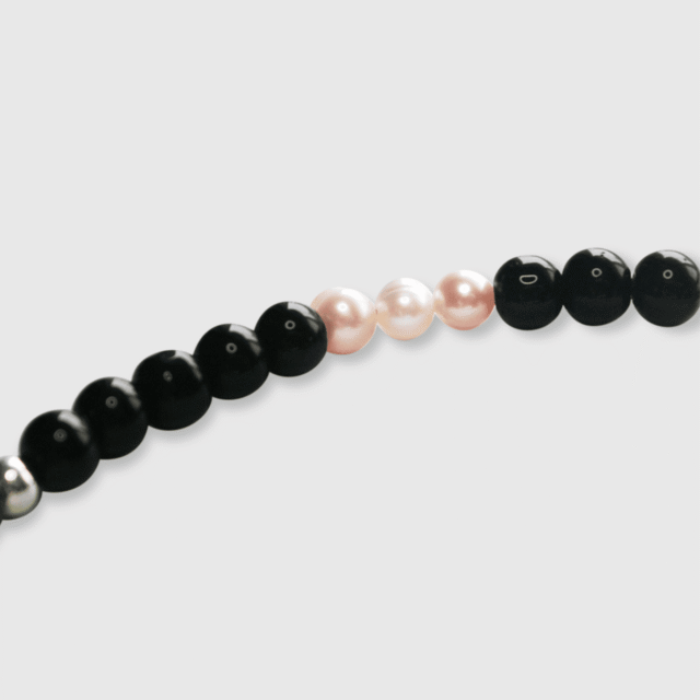 NEIJE - Collier Rebel Perles Onyx et Argent 925 – 50 cm + extension de 5 cm