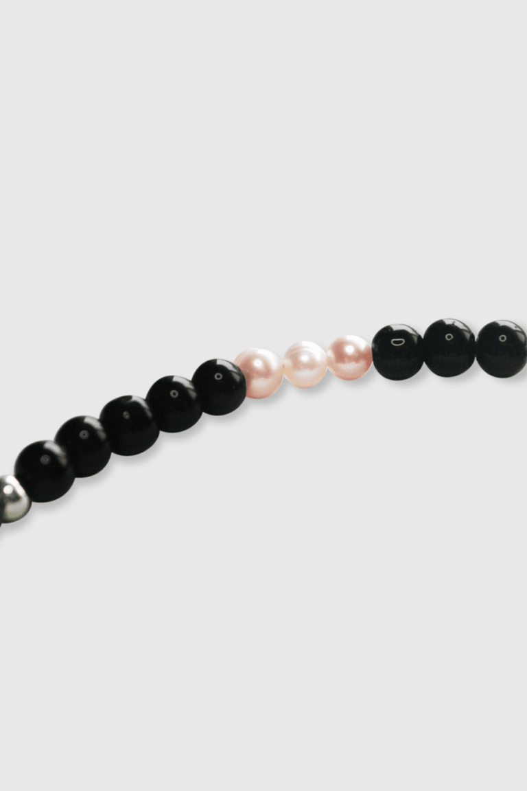 NEIJE - Collier Rebel Perles Onyx et Argent 925 – 50 cm + extension de 5 cm
