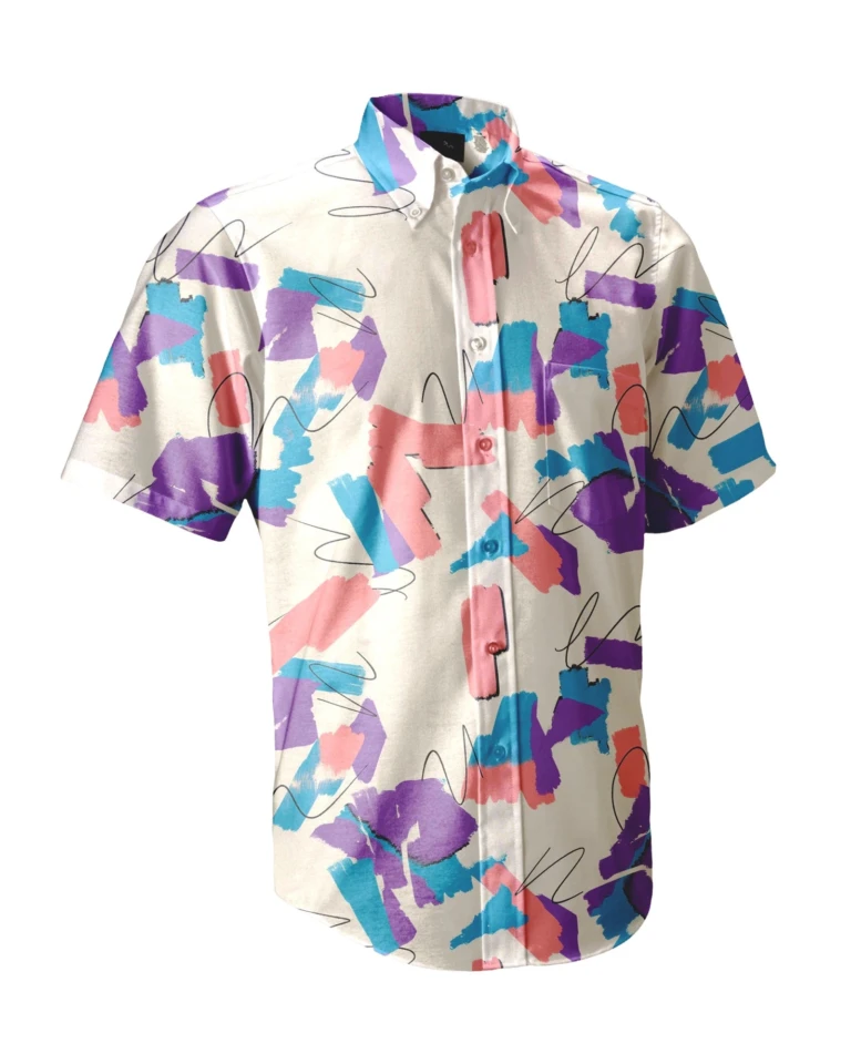 Ecclo chemise courte ete homme abstrait Made In France et coton bio recycle upcycle 03 applat face 1080x1350 4ceb2505 c244 41e5 a937 6824c53bfb3c ECCLO - Chemise 90 – XL