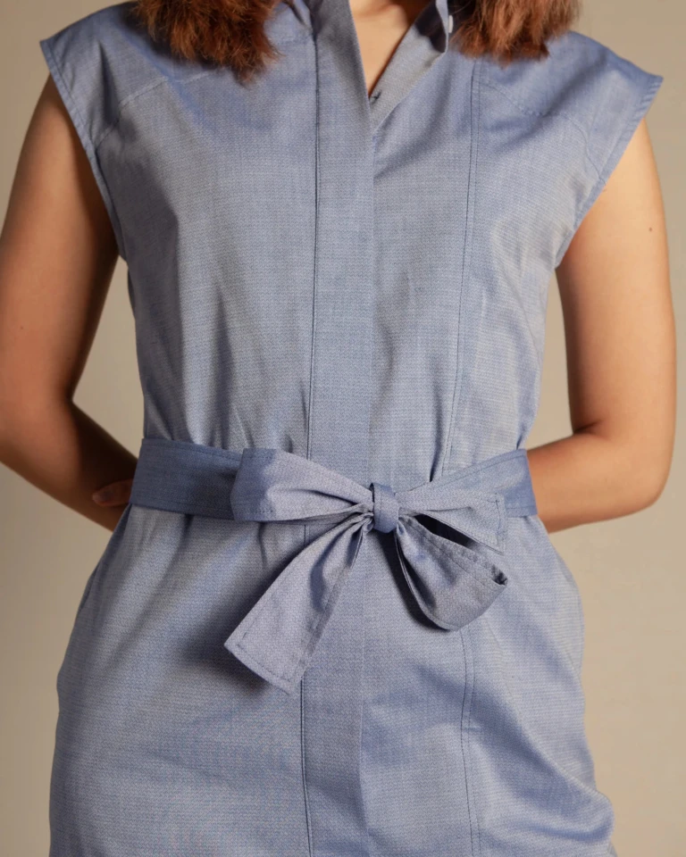 ECCLO - Robe bleue à motifs – 36