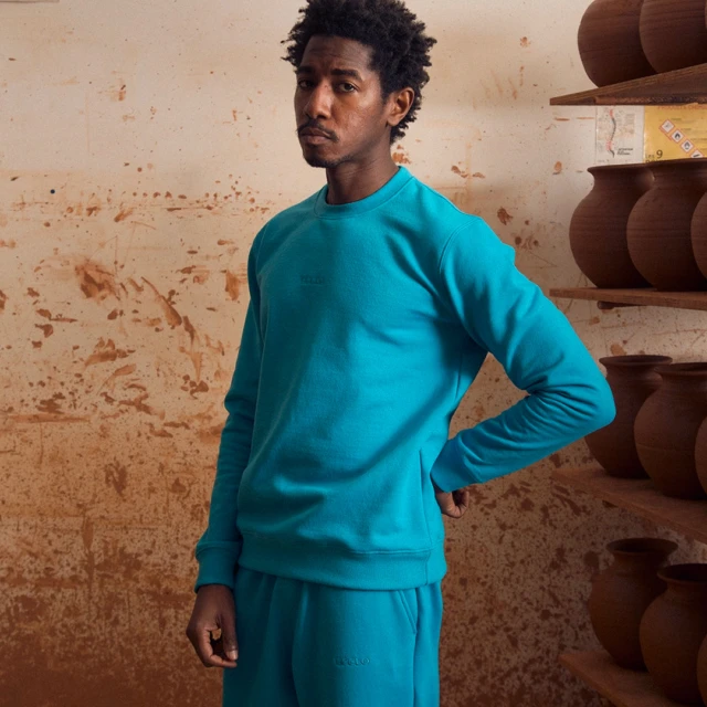 ECCLO - Sweat col rond Turquoise – XL