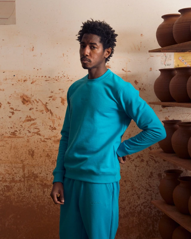 ECCLO - Sweat col rond Turquoise – XL
