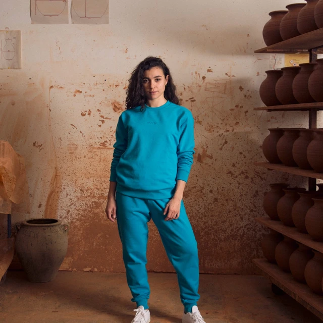 ECCLO - Sweat col rond Turquoise – XL