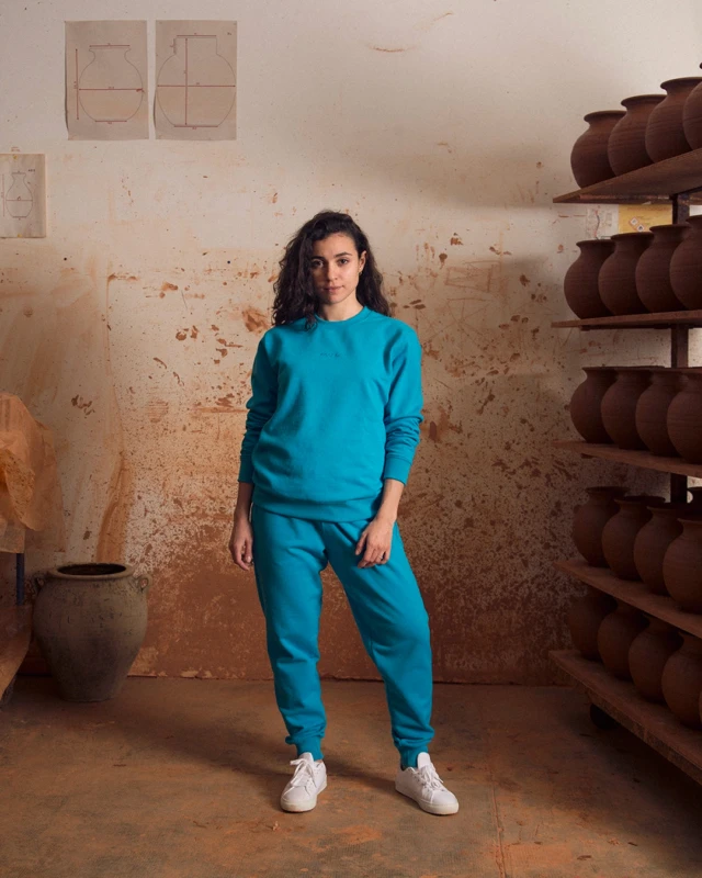 ECCLO - Sweat col rond Turquoise – XL