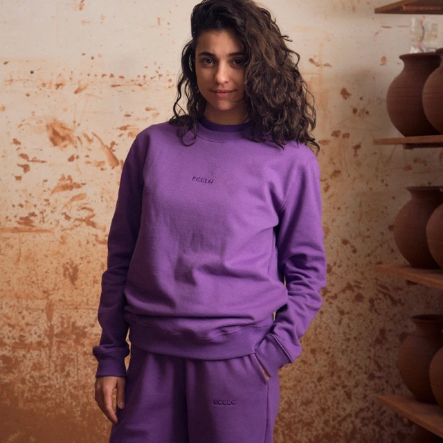 ECCLO - Sweat col rond Violet – XL