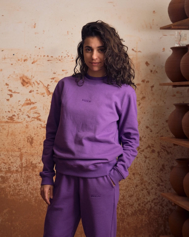 ECCLO - Sweat col rond Violet – XL
