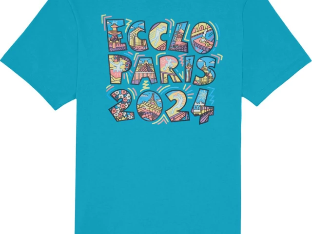 Ecclo t shirt col rond homme bleu turquoise JO Paris 2024 Made In France et coton bio recycle upcycle 06 applat dos 1080x1350 87a9bb3e 0fb7 45ae 9dfe de23a649fb84 ECCLO - T-shirt turquoise JO 2024 – XL