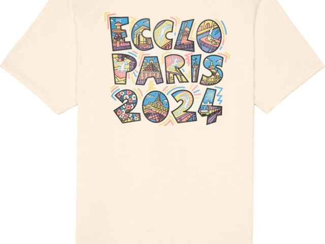 Ecclo t shirt col rond homme creme JO Paris 2024 Made In France et coton bio recycle upcycle 06 applat dos 1080x1350 96e9b084 ece3 4a1e 9b77 9381193042dd ECCLO - T-shirt Crème JO 2024 – L