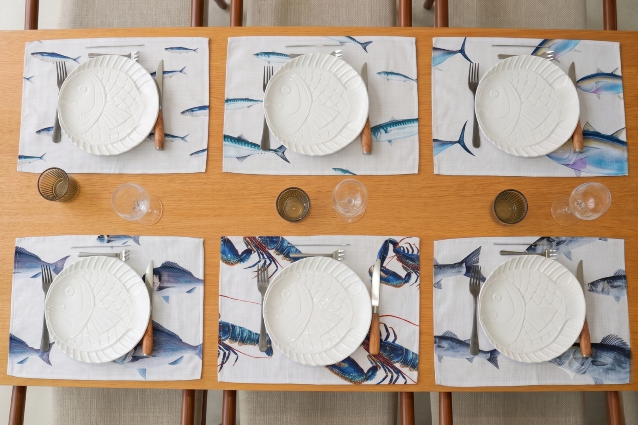 Fiche produit Set de Table varek.illustrations - Pack de 6 sets de table : La Marée Bleue