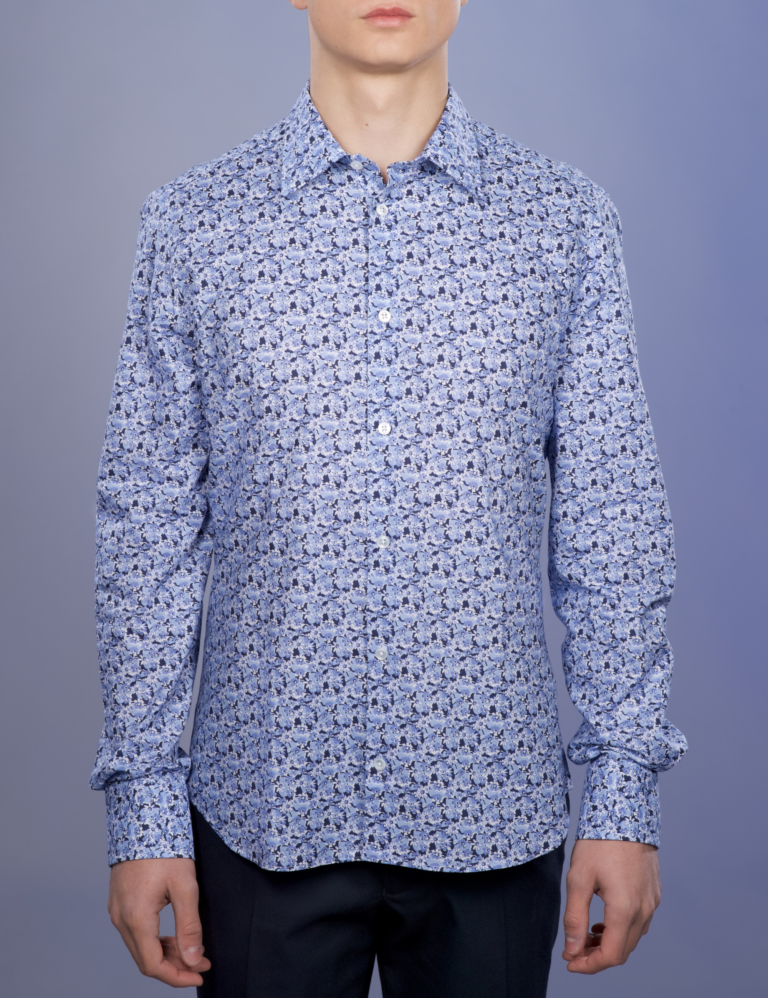 La Chemise Française - Chemise Fleurs Bleues – XL