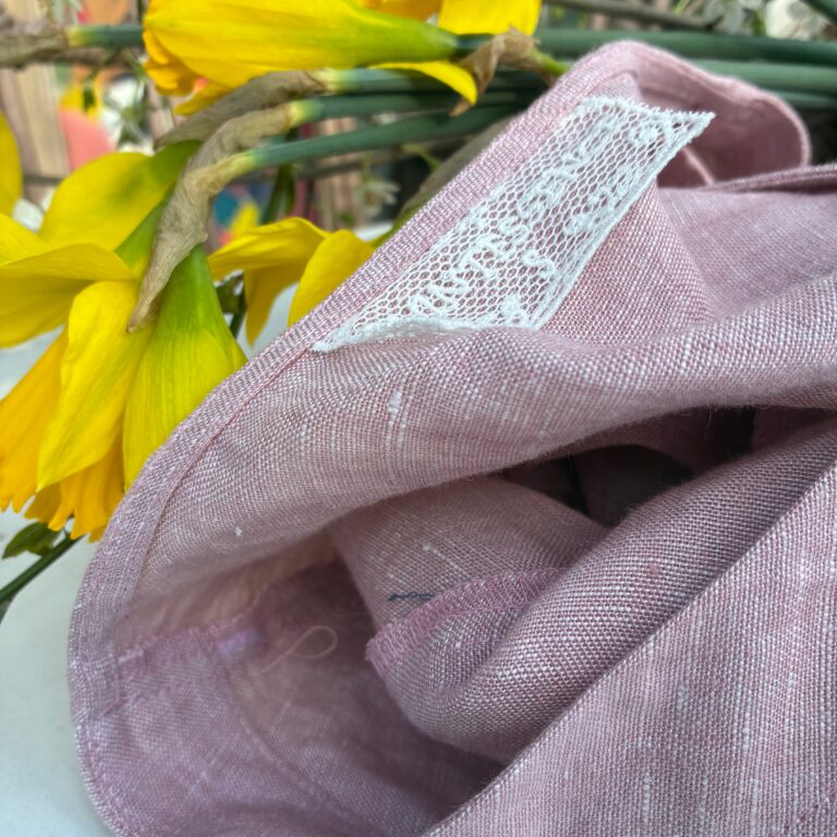 Quintessence - Pantalon Briac - lin rose poudré chiné – L