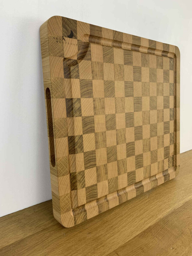 Sève et Copeaux - Planche à découper en bois de bout 42.5x39.5cm (avec rigole à jus)