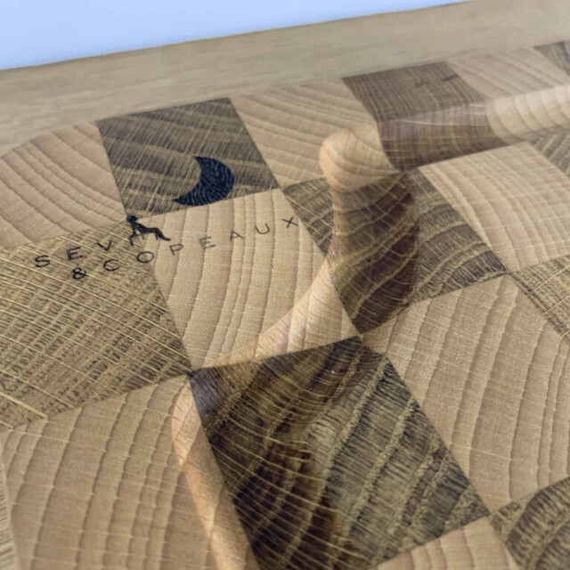 Sève et Copeaux - Planche à découper en bois de bout 42.5x39.5cm (avec rigole à jus)