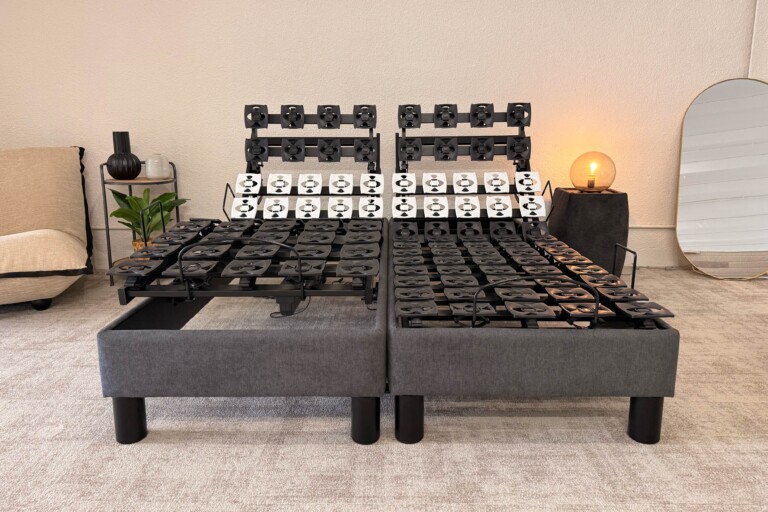 Naturlatt - Sommier Électrique à plots - fabrication artisanale française – 2x100x200cm - Maxi King Size / Beige / Chêne naturel