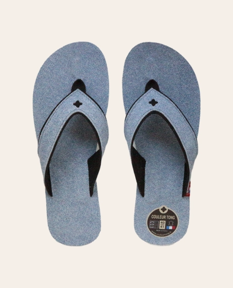 Couleur Tong - Tong cuir JEAN Bleu – 40-41
