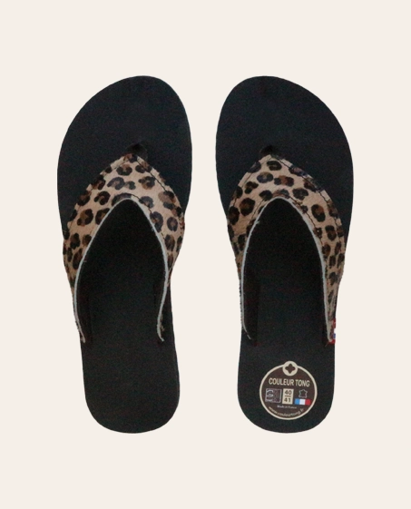 Couleur Tong - Tong Cuir LEO Noir – 40-41