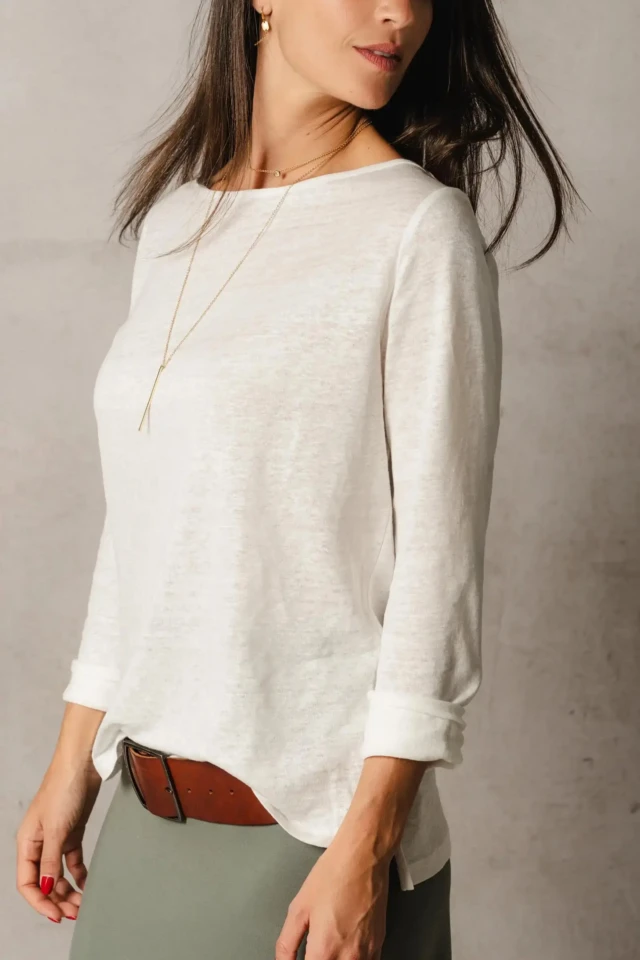 Top col bateau en lin Louann par la marque THELMA & ROSE THELMA & ROSE - Top col bateau en lin Louann
