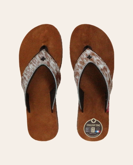 Couleur Tong - Tong Cuir MEUH Sable – 40-41