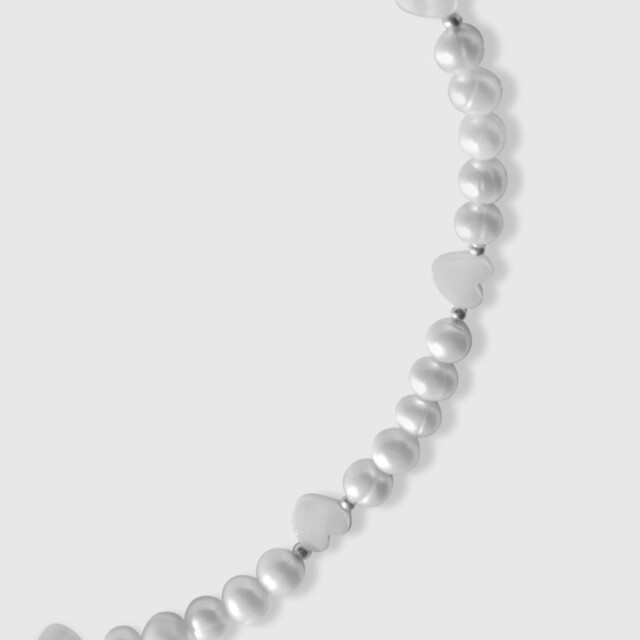NEIJE - Collier Montmartre Perles de Culture et Nacre Coeurs – 50 cm + extension de 5 cm