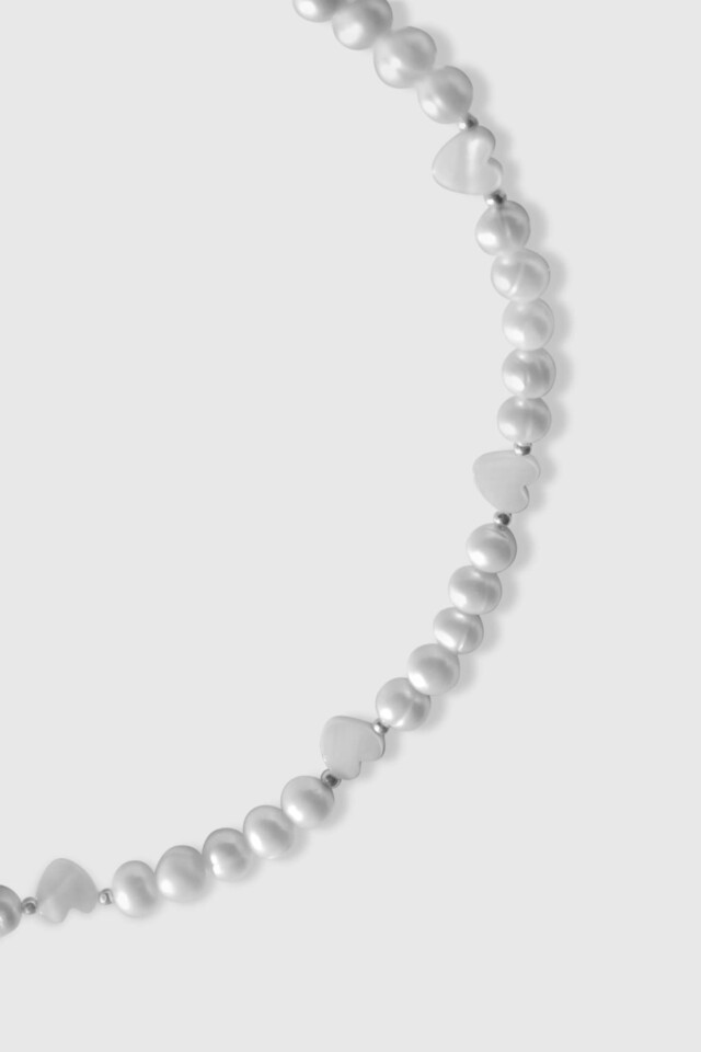 NEIJE - Collier Montmartre Perles de Culture et Nacre Coeurs – 50 cm + extension de 5 cm