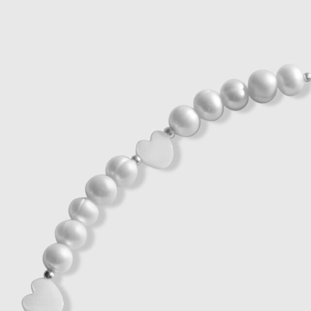 NEIJE - Collier Montmartre Perles de Culture et Nacre Coeurs – 50 cm + extension de 5 cm