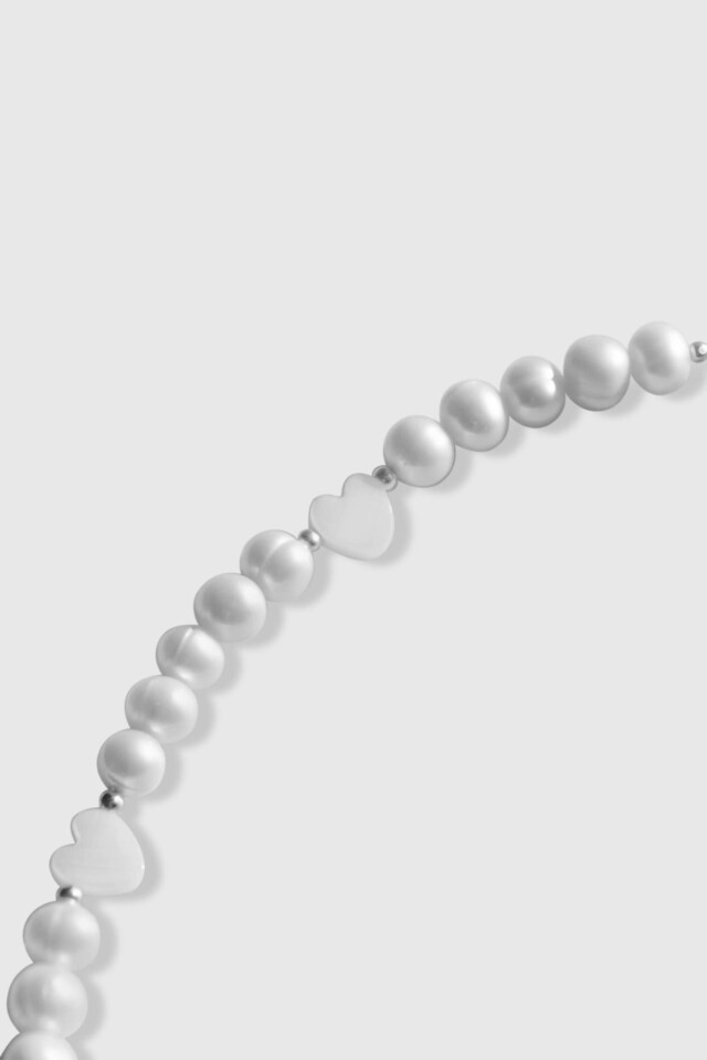 NEIJE - Collier Montmartre Perles de Culture et Nacre Coeurs – 50 cm + extension de 5 cm