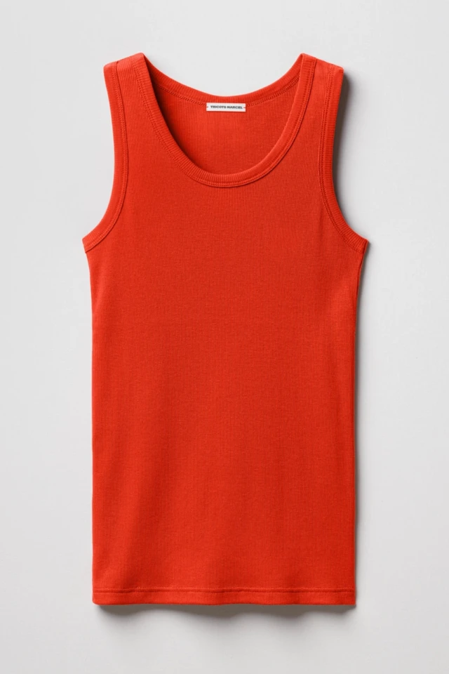 Débardeur Femme Orange en Coton Pima Côtelé par la marque Tricots Marcel Tricots Marcel - Débardeur Femme Orange en Coton Pima Côtelé