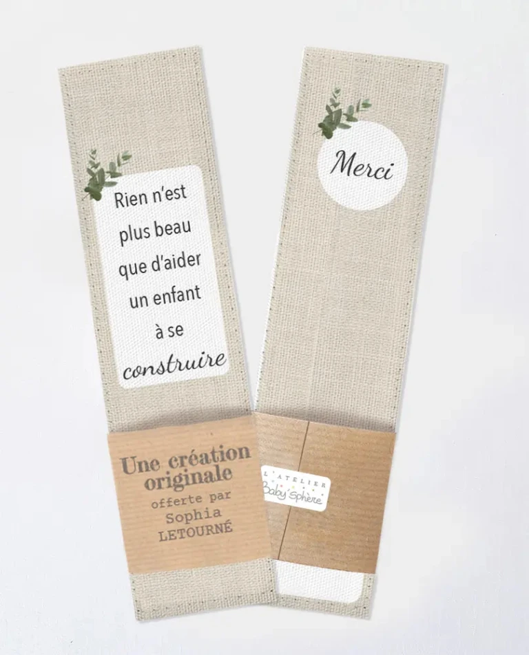 Atelier Baby’Sphère - Marque page maîtresse à personnaliser avec du texte