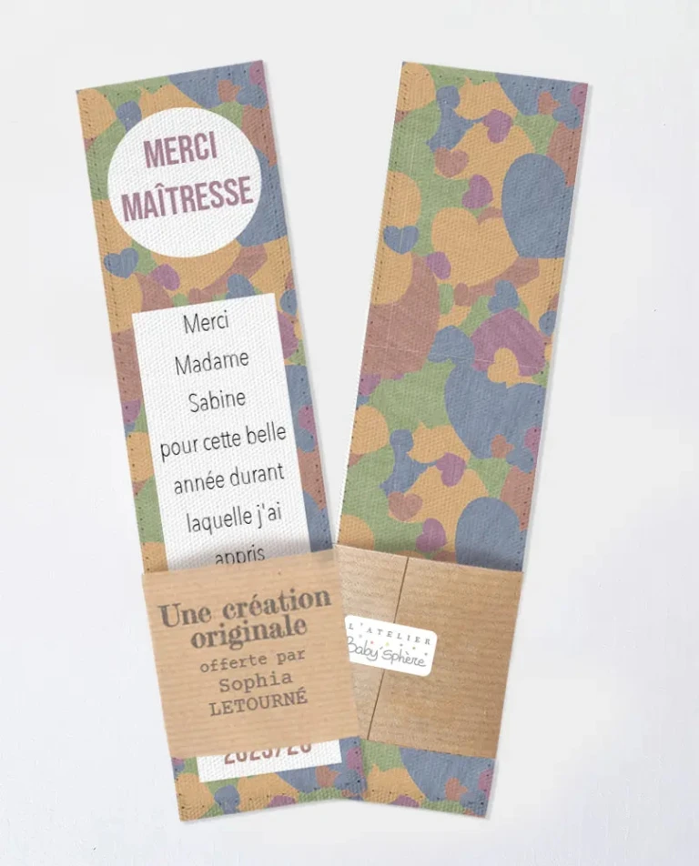 Atelier Baby’Sphère - Marque page maîtresse à personnaliser avec du texte