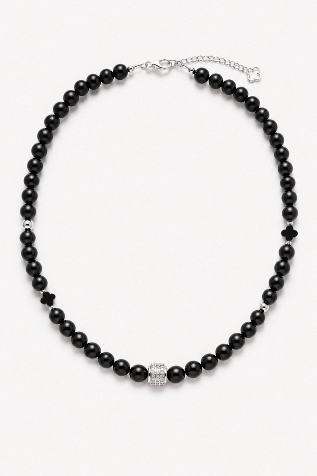 NEIJE - Collier Iconic Onyx et Argent 925 – 50 cm + extension de 5 cm