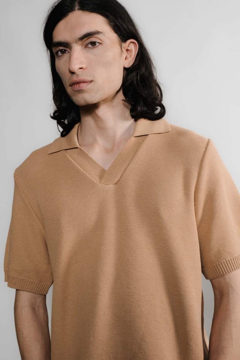 Nitto Knitwear - Agop Polo - Camel – M