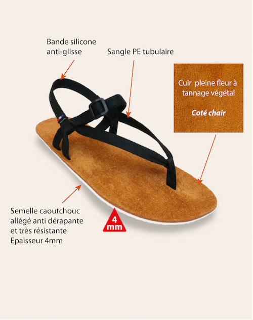 Couleur Tong - Sandales Cuir PIED NU Marron – 46-47