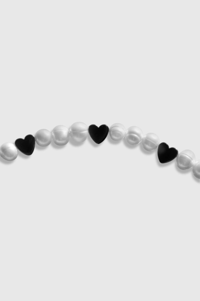 NEIJE - Collier Pigalle Perles de Culture et Hématite Coeurs – 50 cm + extension de 5 cm