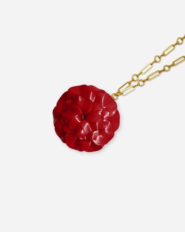 Ciléa Paris - Pendentif Géranium - Maxi – Rouge / Je ne veux pas la chaîne