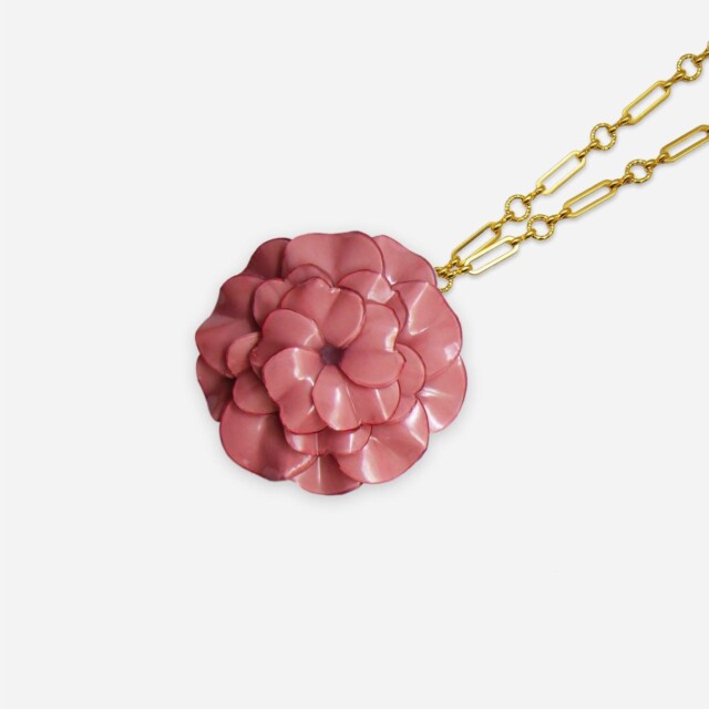 Ciléa Paris - Pendentif Géranium - Maxi – Rouge / Je ne veux pas la chaîne