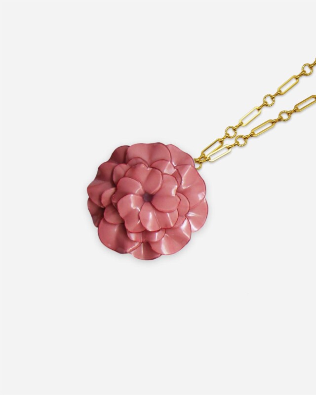 Ciléa Paris - Pendentif Géranium - Maxi – Rouge / Je ne veux pas la chaîne