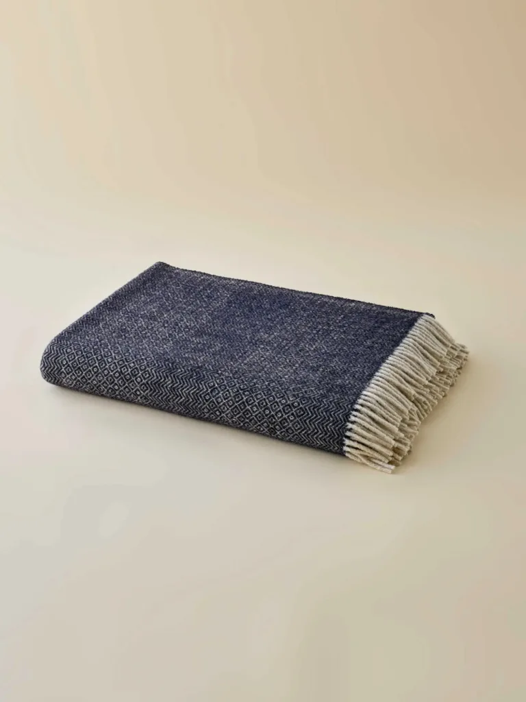 Waro - Plaid Laine Faux Unis marine