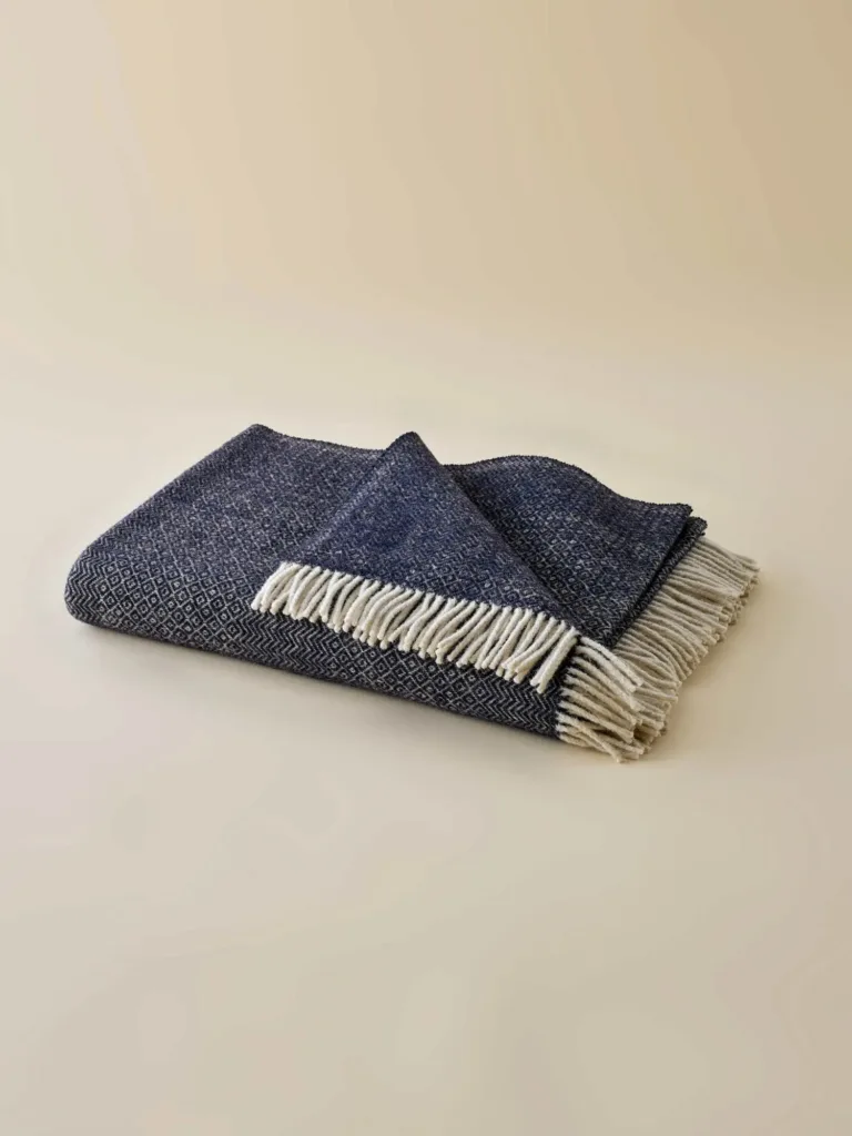 Waro - Plaid Laine Faux Unis marine