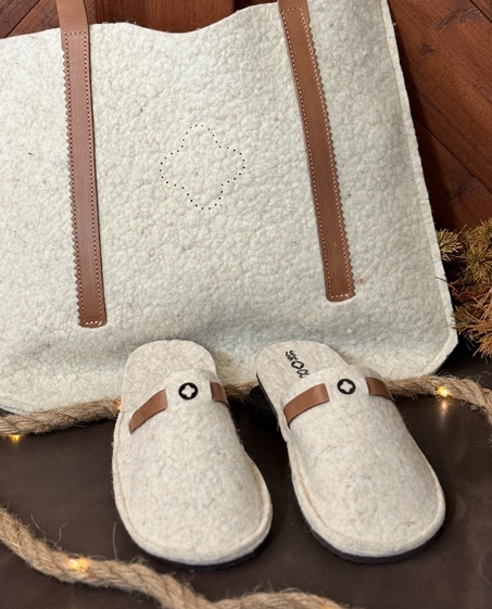 Couleur Tong - Chaussons Laine Artisanale CHAM Blanc – 40-41