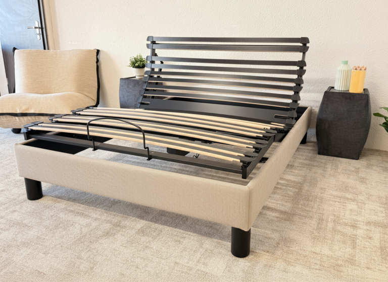 Naturlatt - Sommier Électrique monocouchage - fabrication artisanale française – 140x200cm - 2 personnes / Beige / Chêne naturel