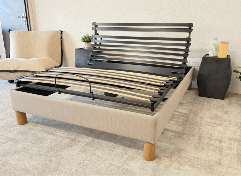Naturlatt - Sommier Électrique monocouchage - fabrication artisanale française – 140x200cm - 2 personnes / Beige / Noir