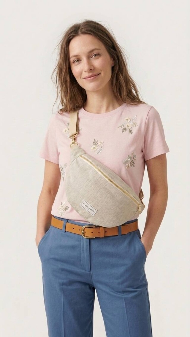 Sac Banane Lin blanc cassé par la marque MAISON MALLOW MAISON MALLOW - Sac Banane Lin blanc cassé