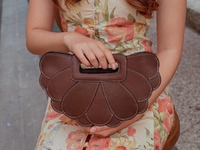 Sac cuir chocolat 1 1 Maison Rottier - Maroquinerie fabriquée en France - Sac de Soirée en Cuir Marron Chocolat - Flora