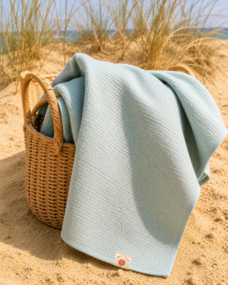 petitpote - Serviette de plage enfant – Vert d'eau / Taille unique
